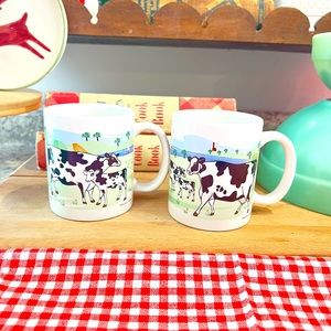 Vintage cow mugs farm E.Rosen hillside cows gift cups